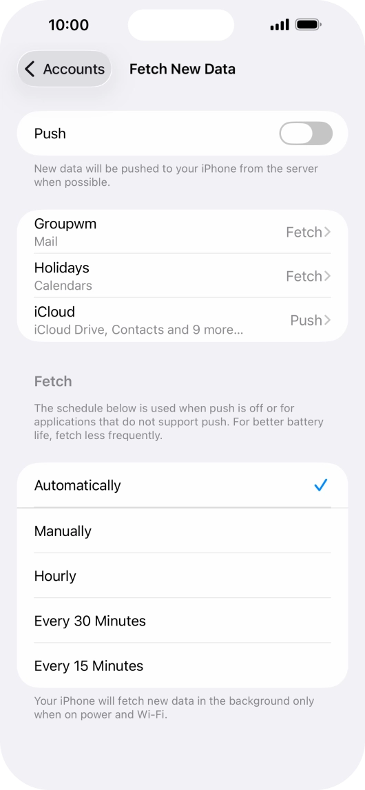 If you turn off the function, press the required setting.