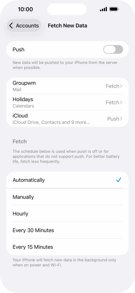 If you turn off the function, press the required setting.