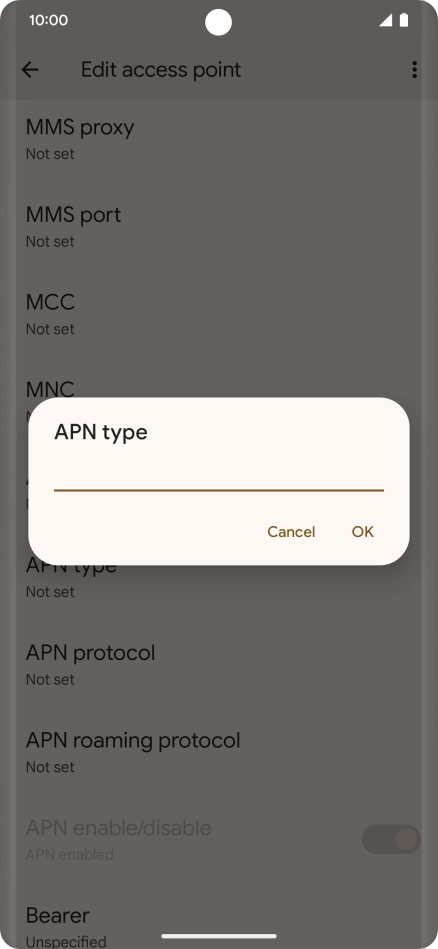 Key in default and press OK.