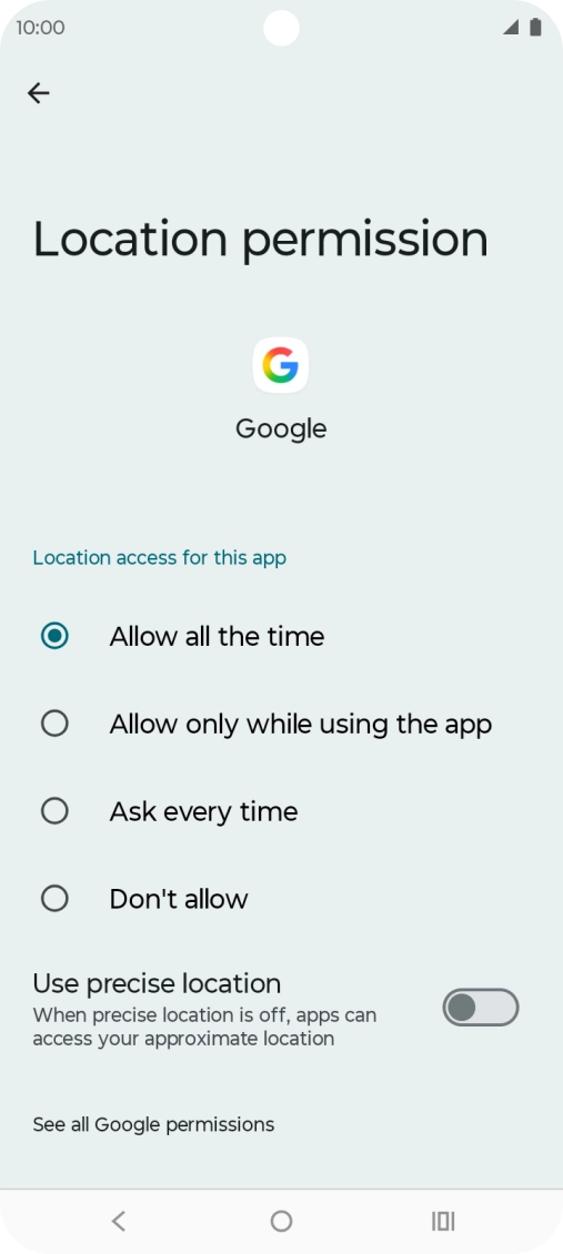 Press the required setting to turn the function on or off.