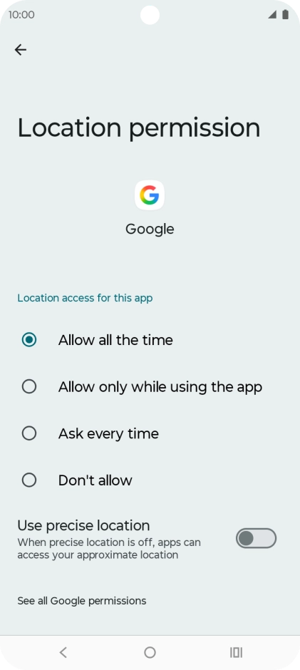 Press the required setting to turn the function on or off.