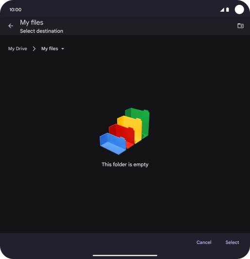 To create a new folder, press the new folder icon and follow the instructions on the screen to create a new folder.