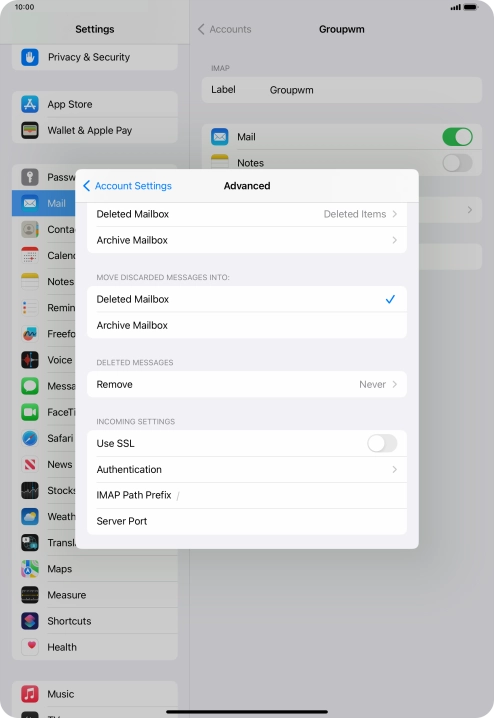 Press the indicator next to 
