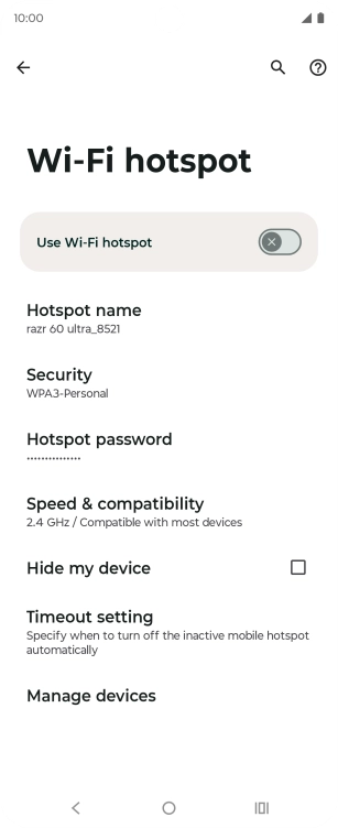 Press Hotspot password.