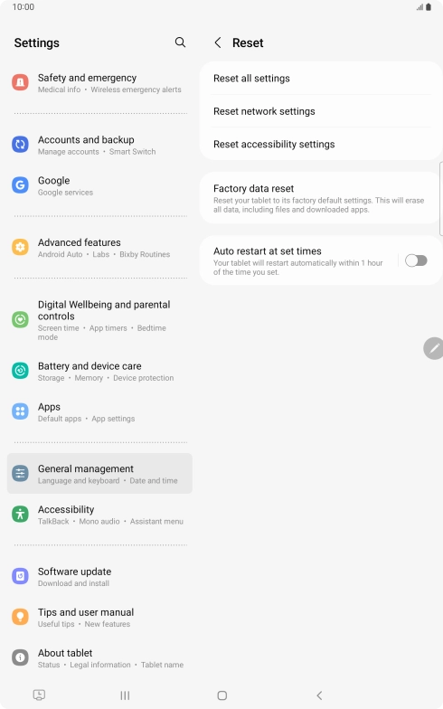 Press Factory data reset.