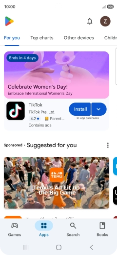 Press the profile icon.