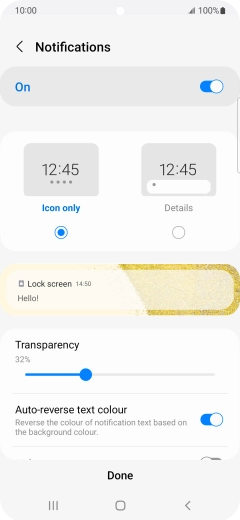 Press the required settings to turn them on or off.