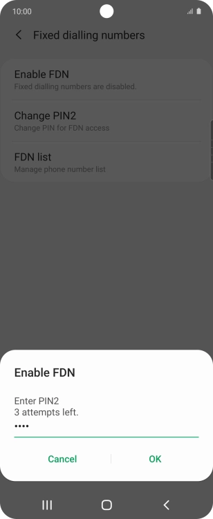 Key in your PIN2 and press OK. The default PIN2 is 0000.
