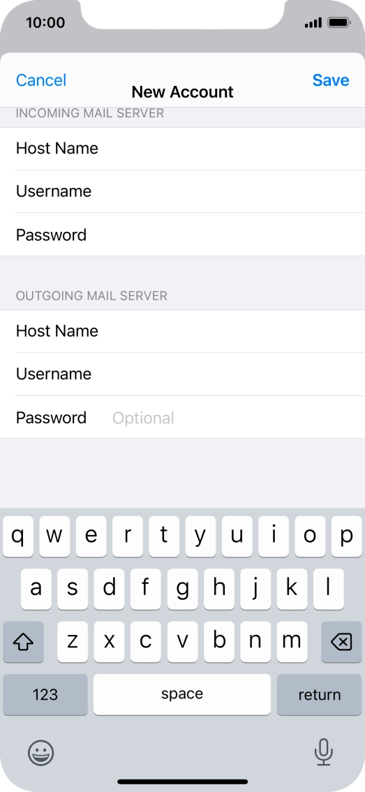 Press Password and key in the password for your email account.