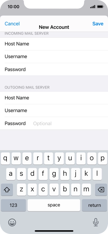 Press Password and key in the password for your email account.