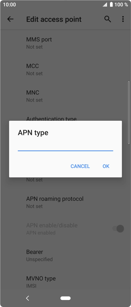 Key in default and press OK.