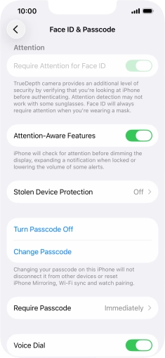 Press Turn Passcode Off and key in the phone lock code.