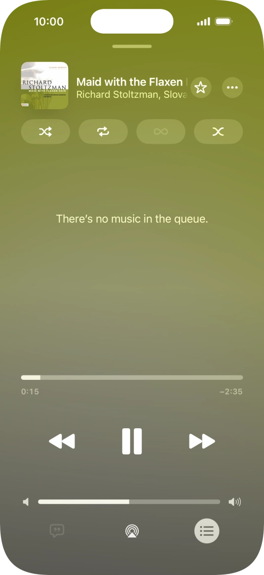 Press the shuffle icon to turn the function on or off.