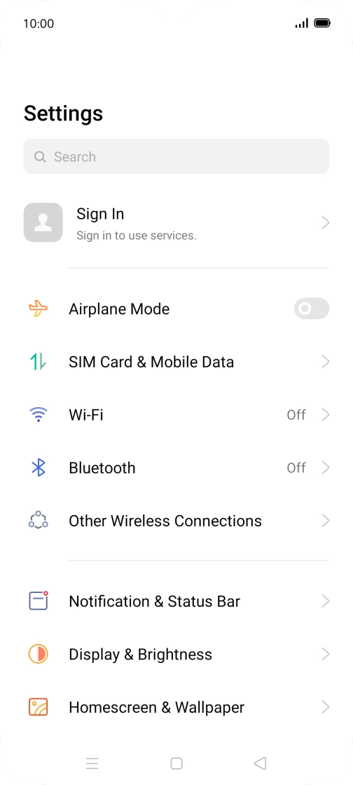 Press SIM Card & Mobile Data.
