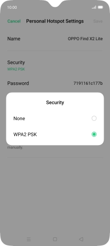 Press WPA2 PSK to password protect your Wi-Fi hotspot.