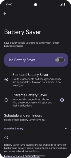 Press the required settings to turn them on or off.