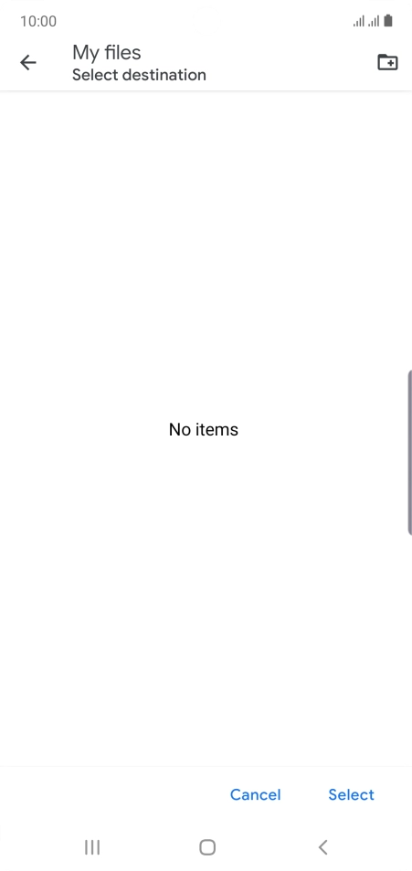 To create a new folder, press the new folder icon and follow the instructions on the screen to create a new folder.