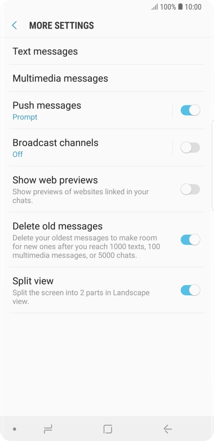 Press Text messages.
