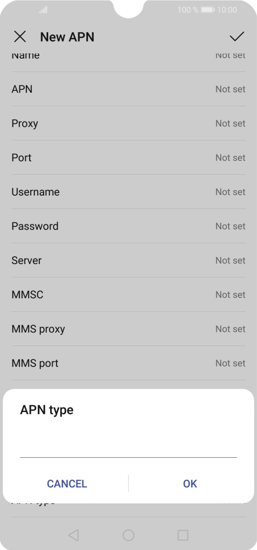 Key in default and press OK.