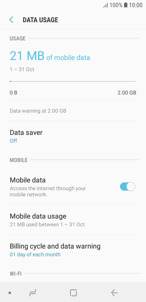The total data usage is displayed.