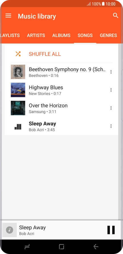 Press the song title at the bottom of the screen.