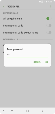Key in your barring password and press OK.