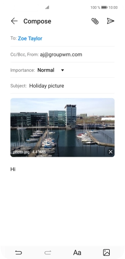 Press the send icon when you've finished your email.