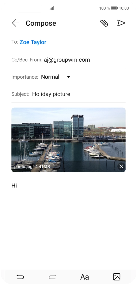 Press the send icon when you've finished your email.