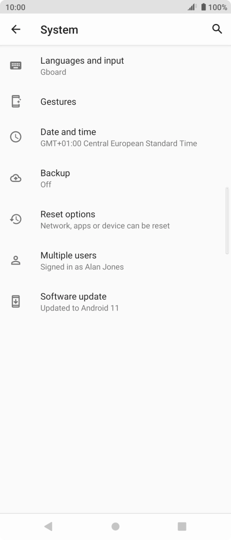 Press Reset options.