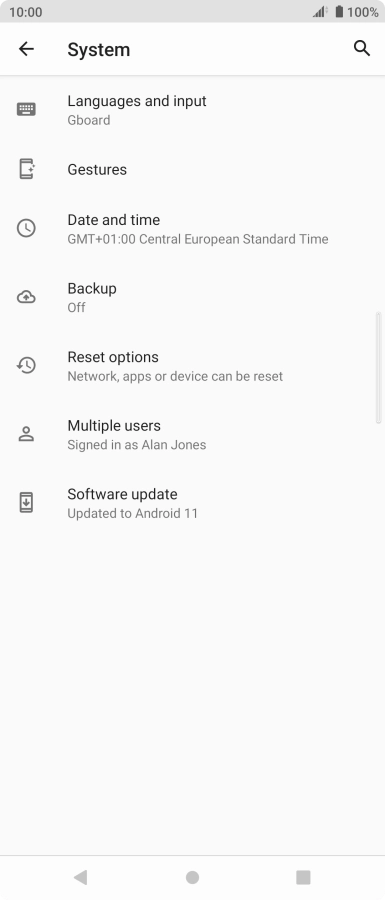 Press Reset options.