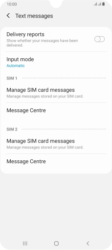 Press “Message Centre” below the required SIM.