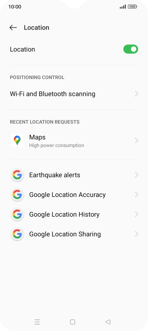 Press Google Location Accuracy.