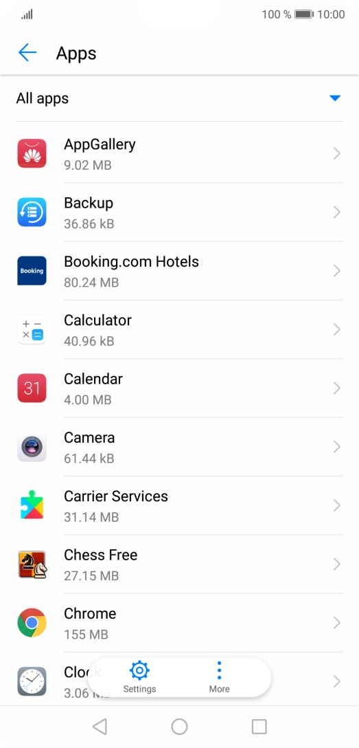 Press the required app.
