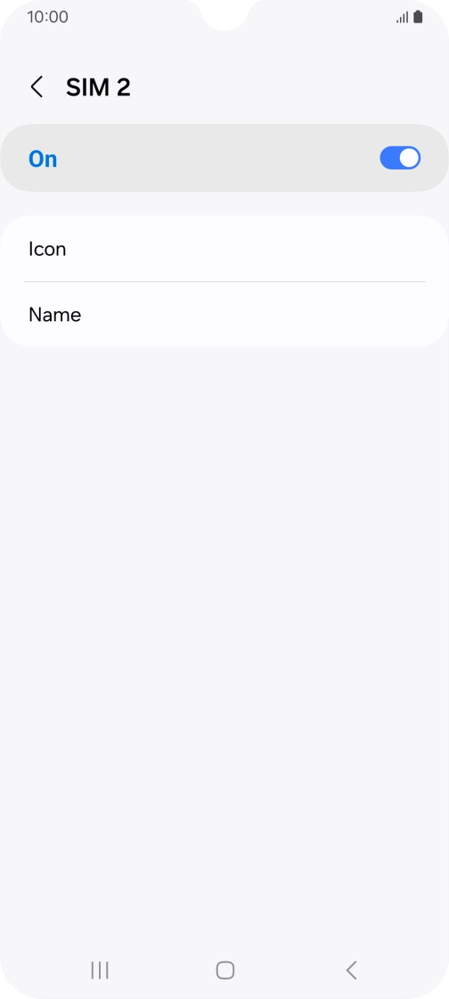 Press the indicator to turn use of the SIM on or off.