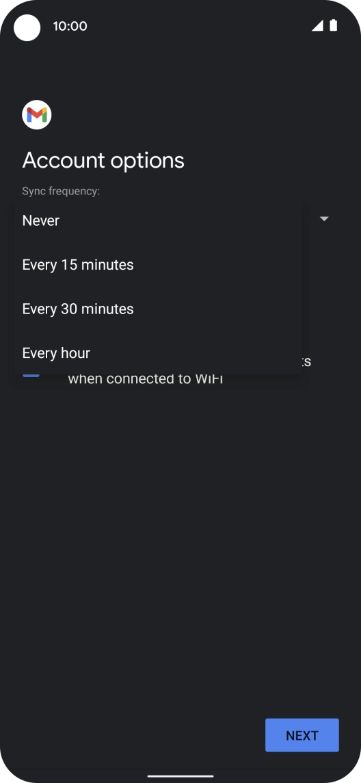 Press the required setting.