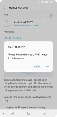 If Wi-Fi is turned on, press OK.