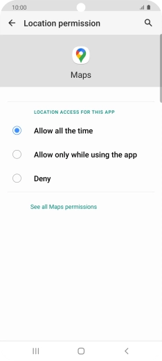 Press the required setting.