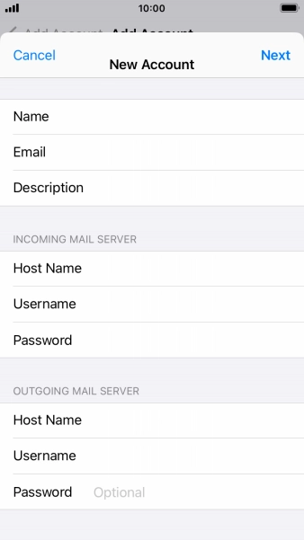 Press Password and key in the password for your email account.