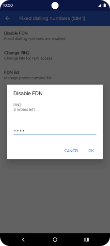 Key in your PIN2 and press OK. The default PIN2 is 0000.