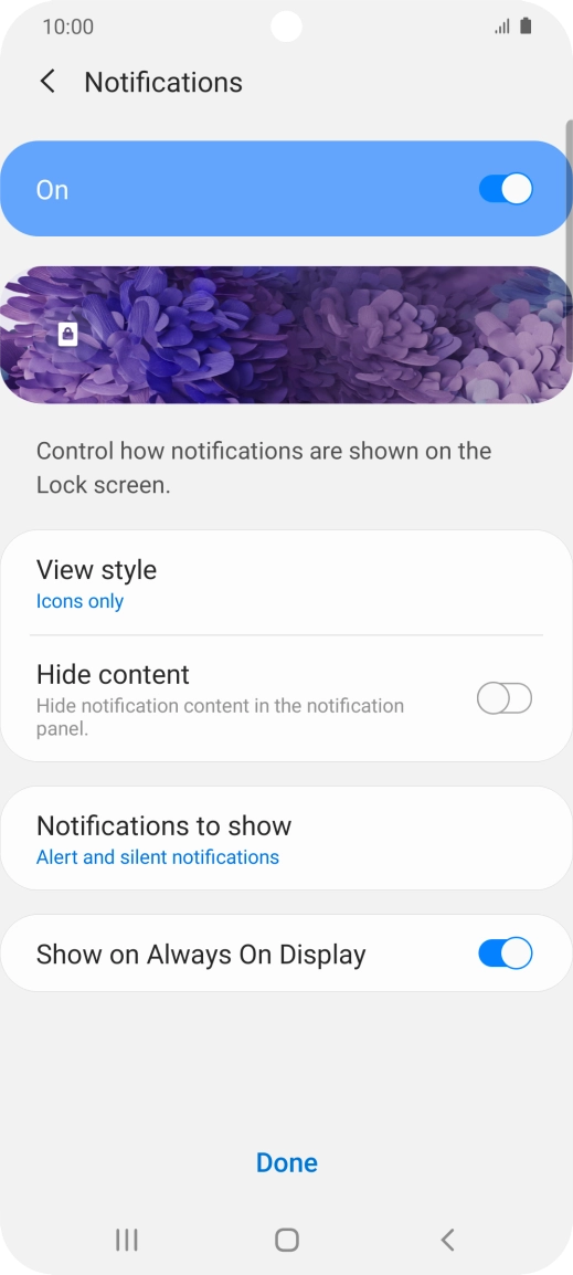 Press the required settings to turn them on or off.
