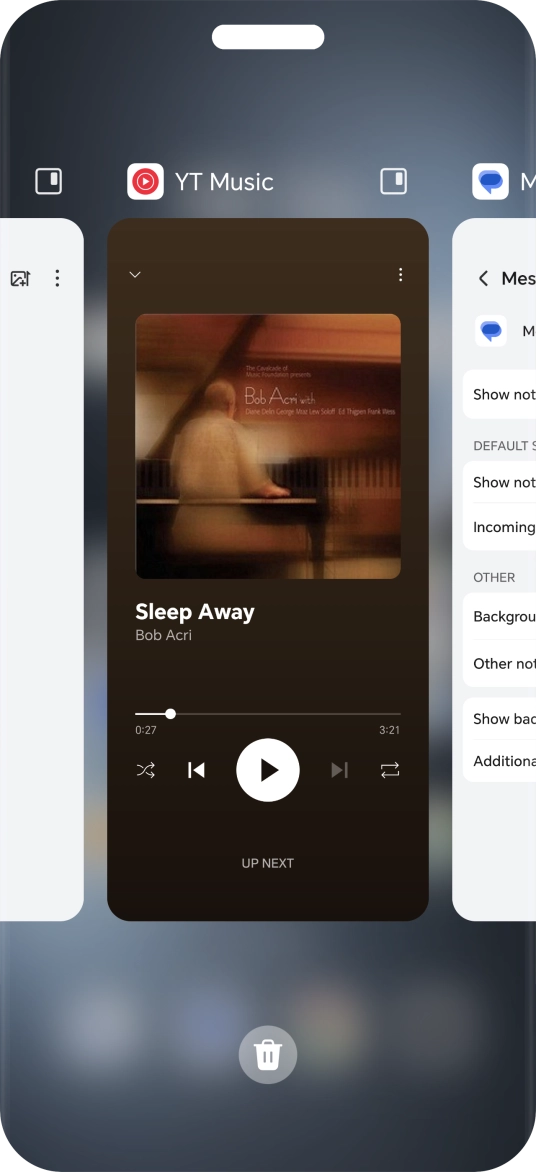 To end one running application, slide your finger upwards on the required application.