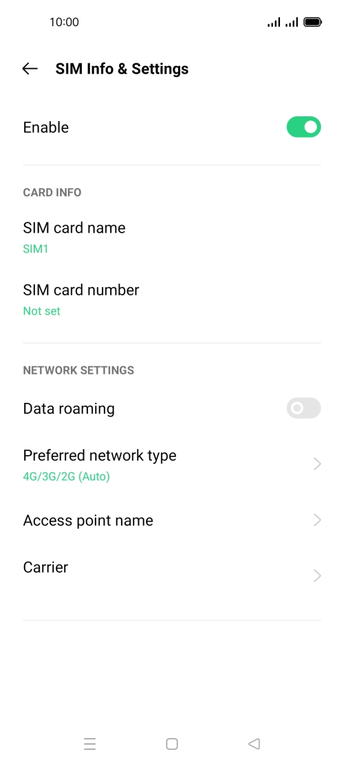 Press Access point name.