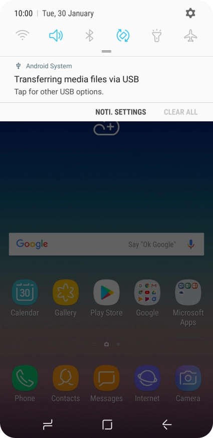 Press Tap for other USB options..