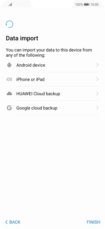 You can transfer the contents of another phone to your phone when it's activated for the first time and after a factory reset. When this screen is displayed, your phone is ready to transfer contents from another phone.