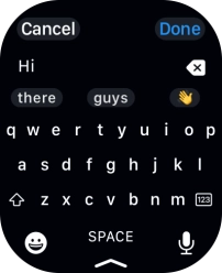 Press the microphone icon and record the message.