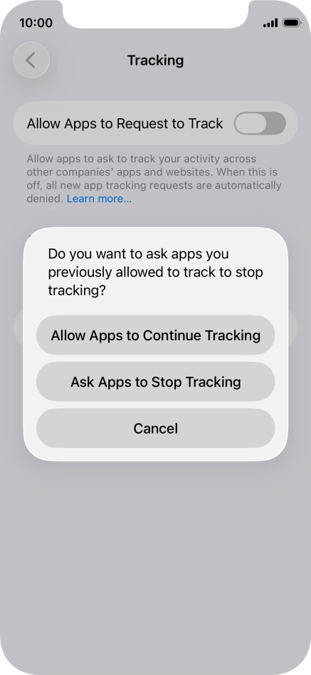 If you turn off the function, press the required setting.
