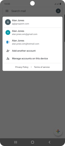Press the required email account.
