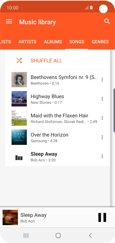 Press the song title at the bottom of the screen.