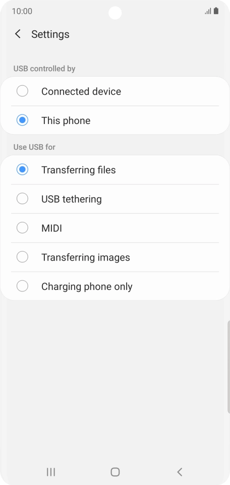 Press Transferring files to turn on the function.