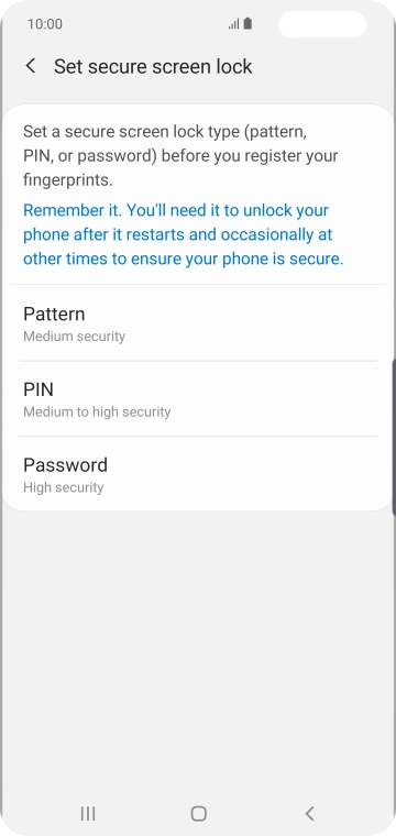 Press the required phone lock code and follow the instructions on the screen to create an additional phone lock code.
